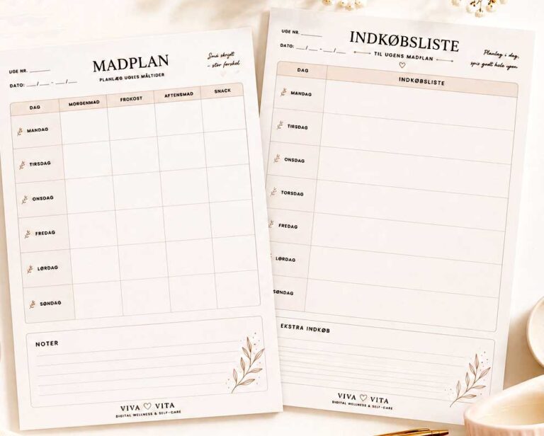 Gratis Madplan Skabelon med Indkøbsliste