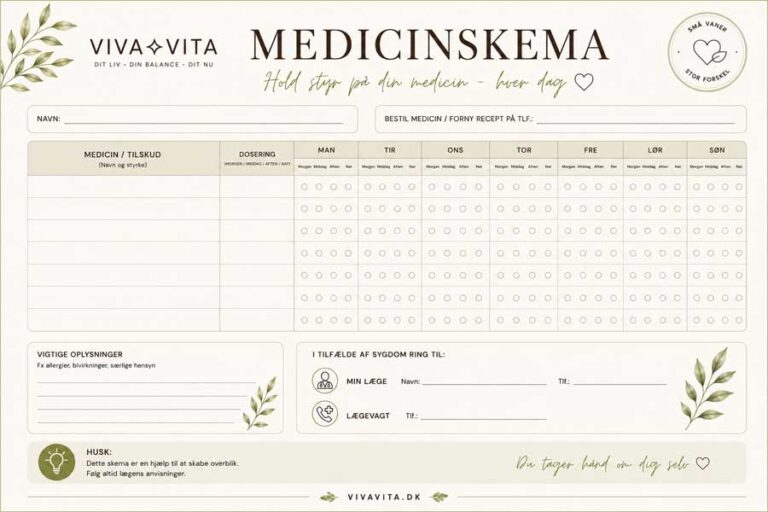Medicinskema Gratis Skabelon til Print