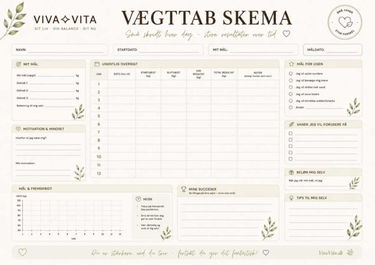 Vægttab Skema til Print